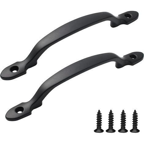 Poignée Meuble 2 Pièces Poignée de Traction de Porte Poignée de Porte d’Armoire Poignee Porte Coulissante avec Vis Poignées Noires pour Porte de Grange Armoires Jardin Remise (Noir) (1/5)