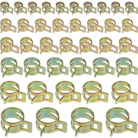 60 Stück Schlauchschellen mit Federclips, verstellbare Schlauchschellen mit Federclips, 6 Größen zur Befestigung von flexiblen Schläuchen und Leitungen - Crezuo