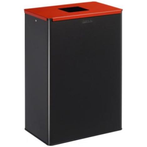 Poubelle de tri sélectif Calitri - métal - 60l - gris manganèse / rouge signalisation - RAL 3020 (1/3)
