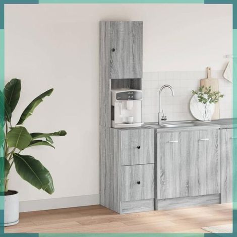 840763 Armoire de cuisine sonoma gris 35x50x180 cm bois d’ingénierie (1/5)