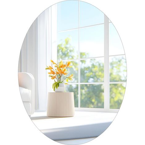 (ovale)matériau acryliqueMiroir mural 40 x 30 cm à coller sur le mur, autocollant sans cadre, porte d'armoire, couloir, chambre à coucher