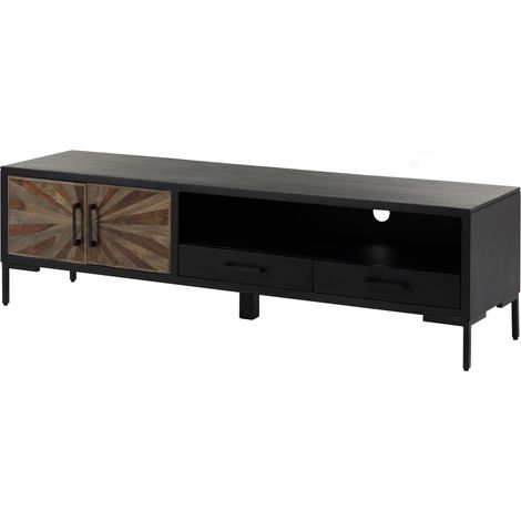 TV-Board Sheesham 178x45x50 schwarz lackiert SUN 106