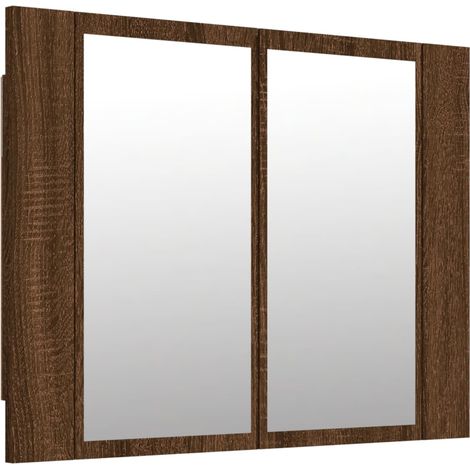 Armoire à miroir led 60 x 12 x 45 cm bois d'ingénierie marron (1/3)