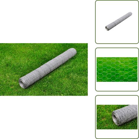 The Living Store Recinzione in Rete per Pollaio Acciaio Zincato 25x0,75m Argento - Rete per polli