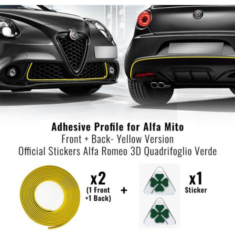 Profilo Adesivo Full + Quadrifoglio Verde 3D per Alfa Mito - Colore: GIALLO