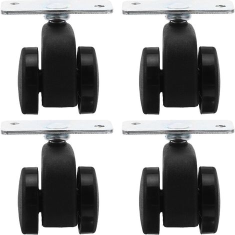 Bardusch-Lot de 4 roulettes pivotantes autobloquantes par gravité, frein, roues métal noir, pour chaises/meubles (1/5)