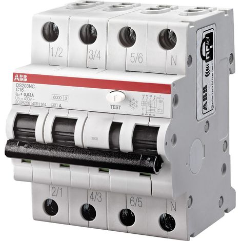 Interruttore differenziale DS203NC 3P+N (Neutro a destra) C16 300mA 6kA A - ABB2CSR256140R3164