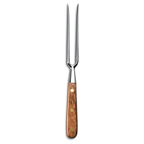 1 Fourchette Viande, Lame Acier Inox 16 Cm, Manche Bois, Pour Barbecue Et Grill