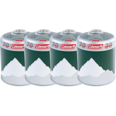 Coleman 4 cartucce Gas C500 Performance  Confezione da 4  Cartuccia con valvola a Vite  Adatta per fornelli, Barbecue e lampade da Campeggio  Miscela Potente butano/propano 440 g (1/3)