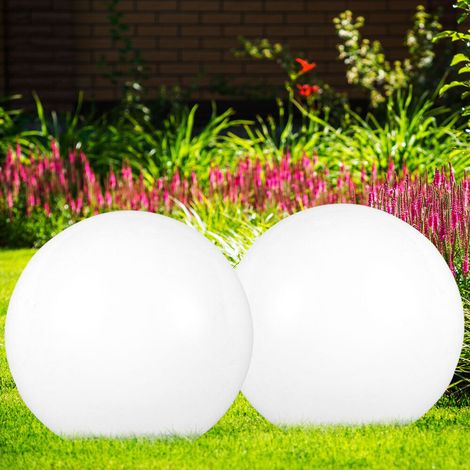 Etc-Shop – Boule lumineuse solaire LED 30 cm – Lot de 2 – Autonomie 6-8 heures – Installation facile avec piquet – Protection IP44
