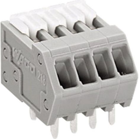 WAGO 218-104 Federkraftklemmblock 0.50 mm² Polzahl 4 Grau 1 St. (1/2)