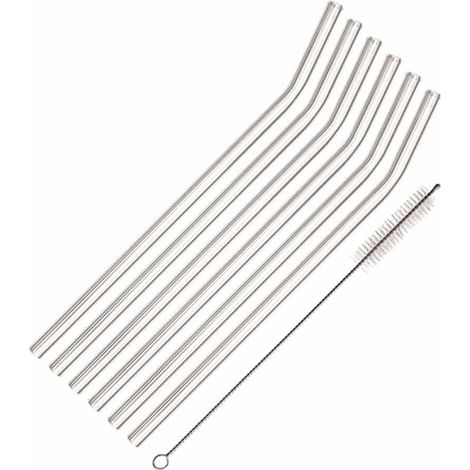 Trinkhalme "Glas" gebogen 6er-Set inkl. Reinigungsbürste (1/2)