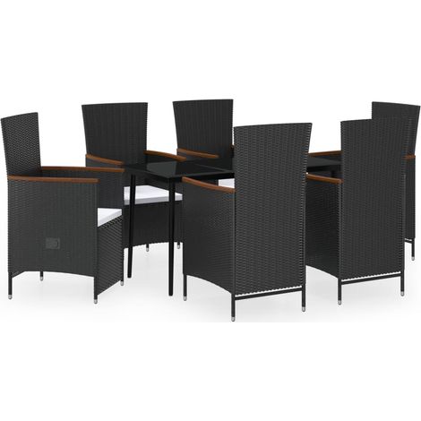 Maison Exclusive - Set da Pranzo da Giardino 7 pz con Cuscini Nero
