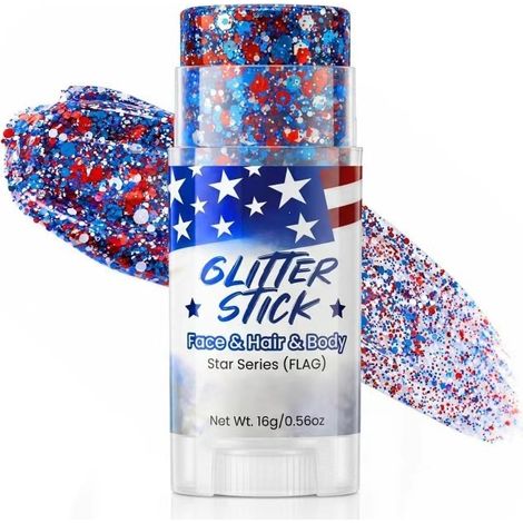 New Patriotic Face Hair Glitter Stick (July 4th) - 5-piece set