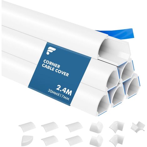 2.4 m Wall Cable Duct Cable Cover Quarter Round White (1/5)