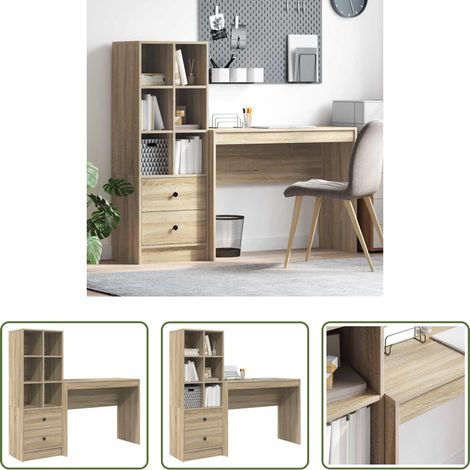 Bureau moderne - Bureau avec tiroir 2 pcs Chêne Sonoma (1/5)