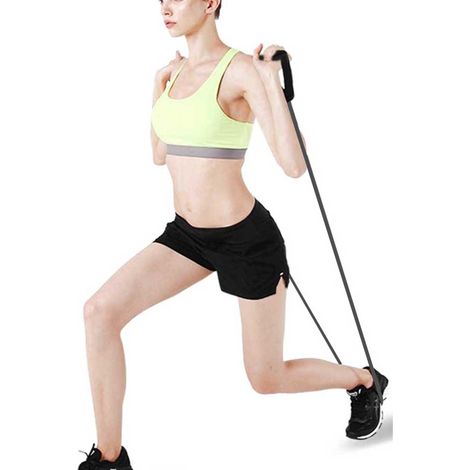 Widerstands-Dehnband-Trainingsseil, Schlauch, Fitness-Übungen für Yoga und Fitnessstudio, Schwarz (1/5)