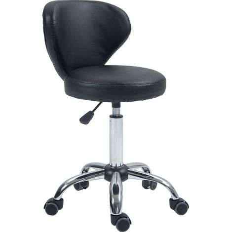 Silla de Oficina Ergonómica, Altura Regulable, Respaldo Envolvente y Ruedas, Cuero Aglomerado Negro (1/5)