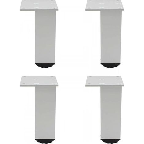 Pieds de meubles carrés, blancs, 6,86,810 cm, 4 pieds réglables en alliage d'aluminium, pieds de canapé. (1/5)