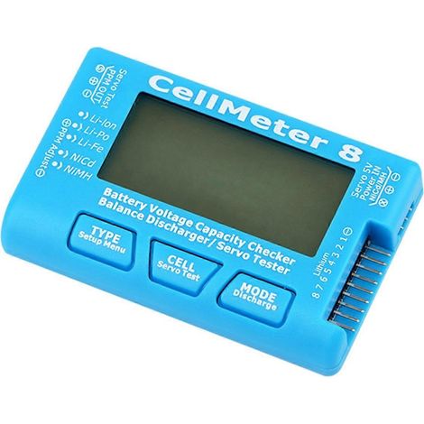 Testeur de capacité et de tension pour batteries RC CellMeter-8 2-8S (LiPo, LiFe, Li-Ion, NiMH, NiCd) (1/5)