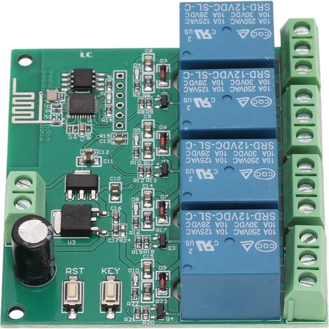Module relais 4 voies avec puce ESP8266 commande sans fil WiFi carte relais quadruple pour équipement électronique 12V DC (1/5)