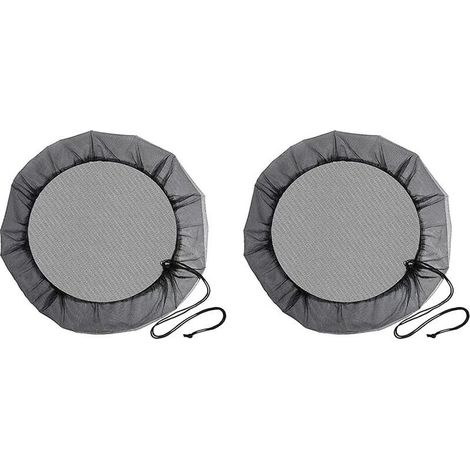 2 pièces filet de baril de pluie, diamètre 95 cm, cordon de serrage intégré, protection anti-moustique et feuilles pour récupérateur d'eau (1/5)