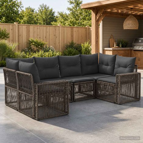 vidaXL Set Divano da Giardino 6 pz 6-Numero di posti (1/5)
