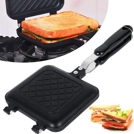 Tostapane per sandwich con pinze per toast, macchina per il pane antiaderente a doppia faccia con manici resistenti al calore, pressa per sandwich da campeggio (1/5)