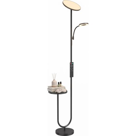 HOMCOM Uplighter Floor Lamp with Table, Dual Light Dimmable Standing Lamp (1/5)