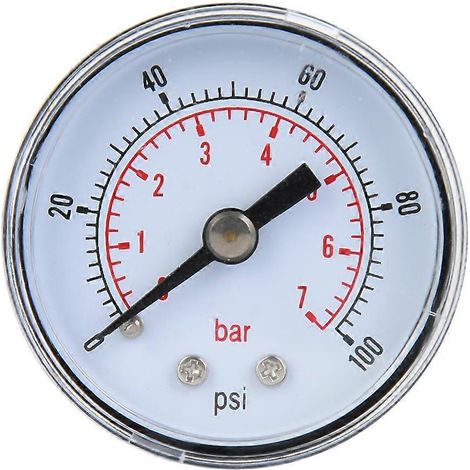 Mechanisches Manometer für Luft, Öl und Wasser, 1/8 Zoll BSPT-Rückanschluss (0-100 psi 0-7 bar)