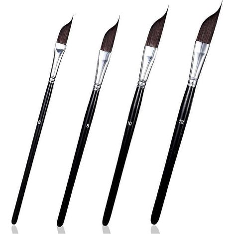 Ce lot de 4 pinceaux fins en forme de couteau (taille S) est destiné à dessiner des lignes fines et détaillées. (1/5)