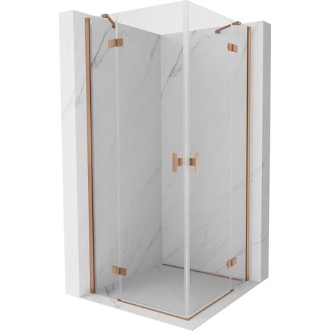 Mexen Mist H Duo cabine de douche à porte pivotante 90 x 90 cm, transparent, cuivre brossé - 8A5-090L-090P-65-00 (1/5)