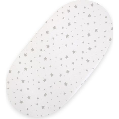 Sábana bajera ajustable de algodón para moisés Boho y cochecito Gondola (75 x 35 cm) - Mini Estrellas Gris (1/3)