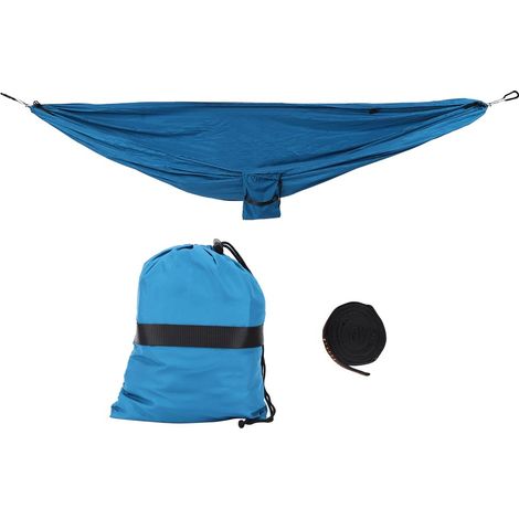 Balancelle suspendue lit hamac portable double usage pour camping cour jardin couloir extérieur bleu (1/5)