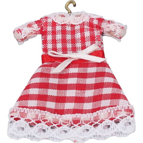 Lot de 2 robes miniatures pour maison de poupée (échelle 1/12), finitions soignées et détaillées. (1/5)