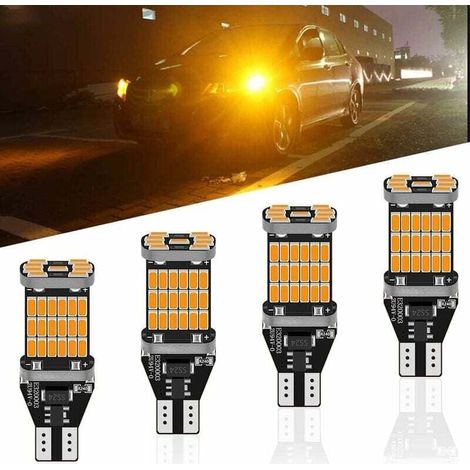 Ulisem4er-Pack 921 912 T10 T15 Bernstein/Gelb 800 Lumen 12 V-24 V unpolarisiert extrem hell CANBUS fehlerfrei Ak-4014 45 Stück Chipsätze LED-Birnen für Blinker Rückfahrbeleuchtung (1/4)