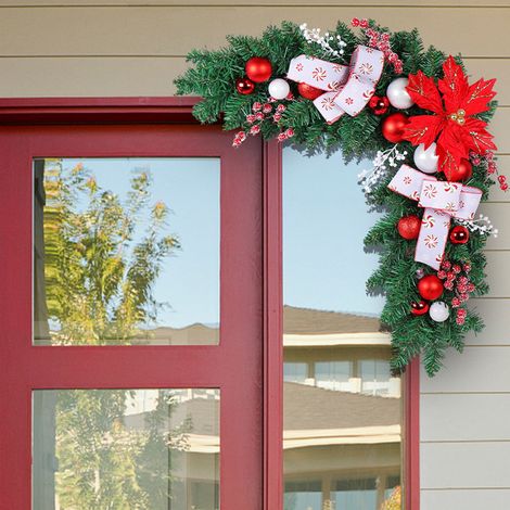 Guirlande En Rotin - Décoration De Coin De Porte De Noël - Pour Intérieur Ou Extérieur - 120 X 20 Cm - 1 Pièce (1/5)
