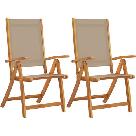 vidaXL Folding Chairs 2 pcs Solid Wood Acacia and Textilene