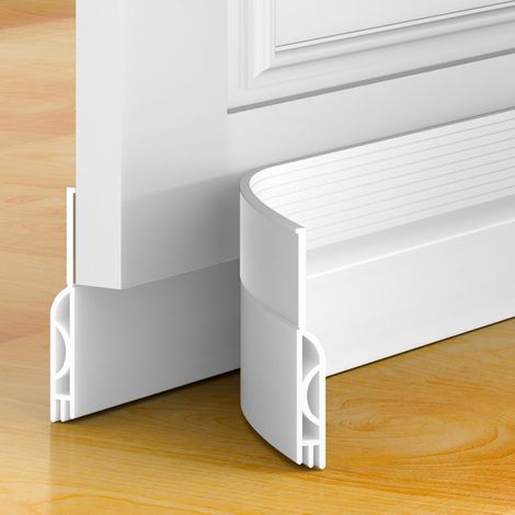 Bas de porte anti-courant d'air & étanchéité porte - bas boudin de porte isolant (rapide à installer),idéal pour Porte d'entrée l'isolation joint contre le froid, le bruit (Blanc, 1M) (1/5)