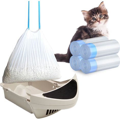 Sac Pour Litière Chat - 13 x 16 Pouces - 1,2 Mil Épaisseur - Fermeture À Cordon - Compatible Litter-Robot 3 Et 4 - 80 Pièces (1/5)