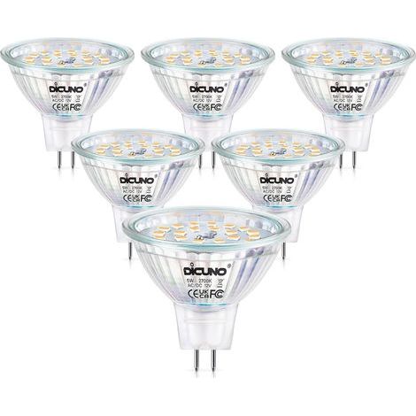 Ampoule LED GU5.3 MR16, Blanc chaud 2700K, 12V, 5W équivalent 50W lampes halogènes, 440LM, Spot GU5.3 LED dimmable pour plafonnier, 6 Pièces [Classe énergétique F] (1/5)