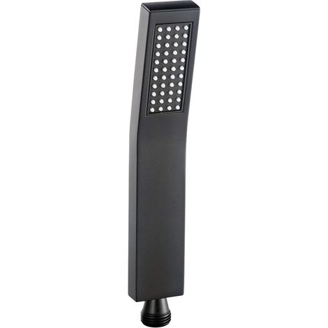Cabezal de ducha de mano cuadrado de latón macizo, cabezal de ducha de mano de alta presión de una sola función, rociador negro mate. (1/4)