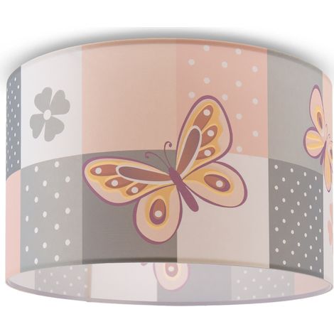 Paco Home Deckenlampe Kinder Pendelleuchte Kinderzimmer Stoffschirm Rund Bunt Baby E27 Deckenleuchte - Weiß, Creme (Ø45,5cm)