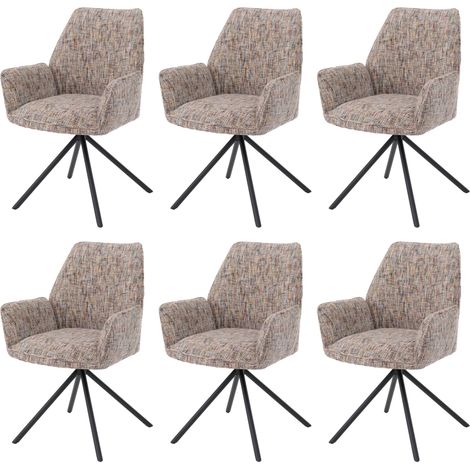 [NEUWERTIG] 6er-Set Esszimmerstuhl HHG-427, drehbar Auto-Position Metall Chenille (410g/m²) Gestell schwarz, bunt (1/5)