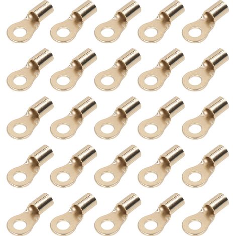 Lot de 25 cosses à œillet de 8 mm (calibre 6) pour câbles de batterie, avec gaine thermorétractable, pour boîtier de distribution. (1/5)