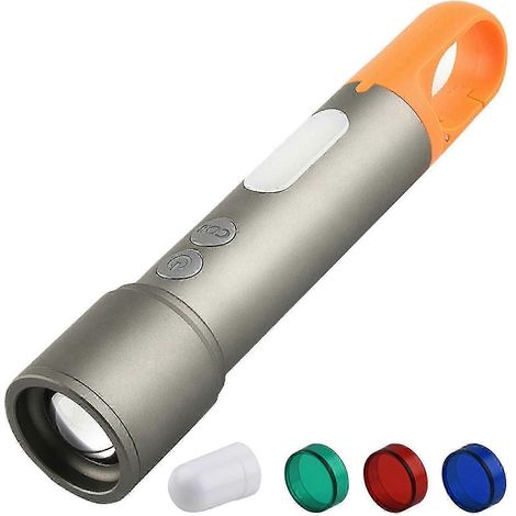 1 lampe torche LED zoomable ultra-lumineuse, plusieurs modes d'éclairage, longue portée, en alliage d'aluminium, puissante, portable, pour l'extérieur. (1/5)