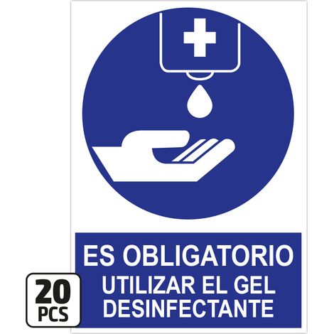 PACK DE 20 PÓSTERS DE "ES OBLIGATORIO UTILIZAR EL GEL DESINFECTANTE" JBM 14817
