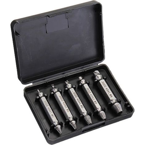 5-teiliges Schraubenausdreher-Set, inklusive Ausdreher für beschädigte Schrauben, mit magnetischem Bithalter und Steckschlüsseladapter für beschädigte Schrauben – Crezuo