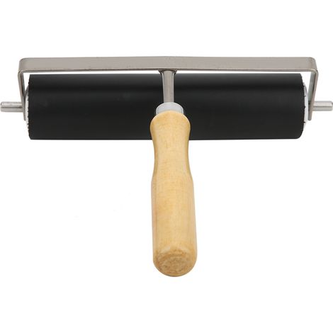 Rouleau en caoutchouc imprimable avec manche en bois amovible L 15 cm, outil de création artistique et artisanat (1/5)