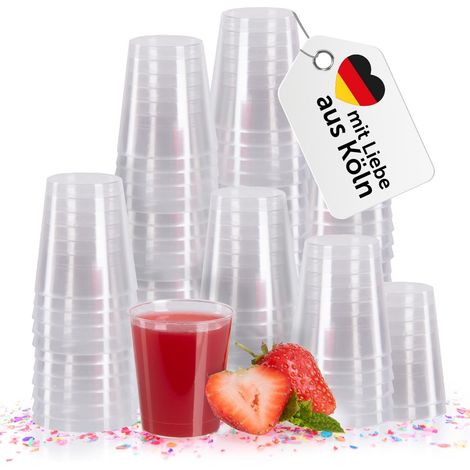 Verres à shot 2 cl (20 ml) - Lot de 100 - Verres à shot réutilisables en plastique sans BPA - Compatibles lave-vaisselle avec repère de remplissage - Verres à shot et gobelets (1/5)